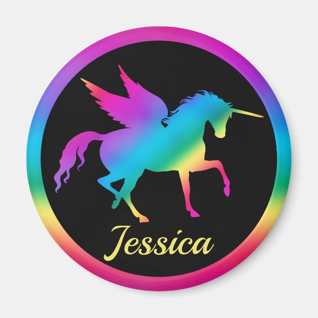 Kinder Rainbow Gradient Unicoron Silhouette Magnet (Vorne)
