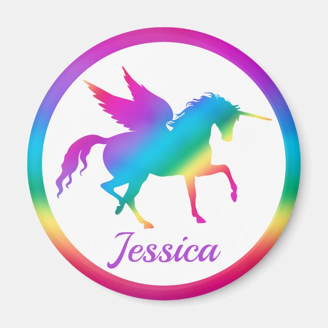 Kinder Rainbow Gradient Unicoron Silhouette Magnet (Vorne)