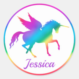 Kinder Rainbow Gradient Unicoron Silhouette Runder Aufkleber