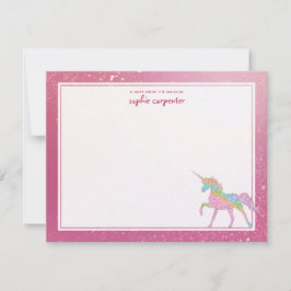 Kinder Rainbow Unicorn Personalisiert Mitteilungskarte
