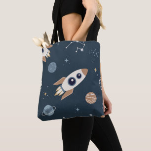 Kinder-Rakete, Planet und Sternmuster Tasche