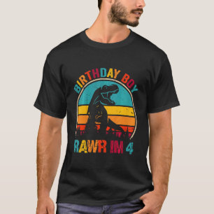 Kinder Rawr I m 4 4. Geburtstag Boy Dinosaurier Re T-Shirt