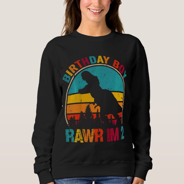 Kinder Rawr ich bin 2 Dinosaurier Rex 2. Geburtsta Sweatshirt (Vorderseite)