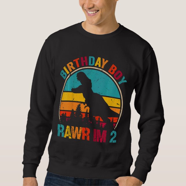 Kinder Rawr ich bin 2 Dinosaurier Rex 2. Geburtsta Sweatshirt (Vorderseite)