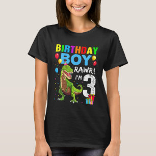 Kinder Rawr ich bin 3 3. Geburtstag Dinosaurier Bo T-Shirt