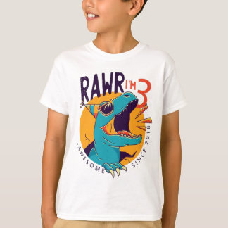 Kinder Rawr ich bin 3 3. Geburtstag T Rex Dinosaur T-Shirt