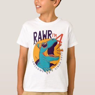 Kinder Rawr ich bin 4 4. Geburtstag T Rex Dinosaur T-Shirt