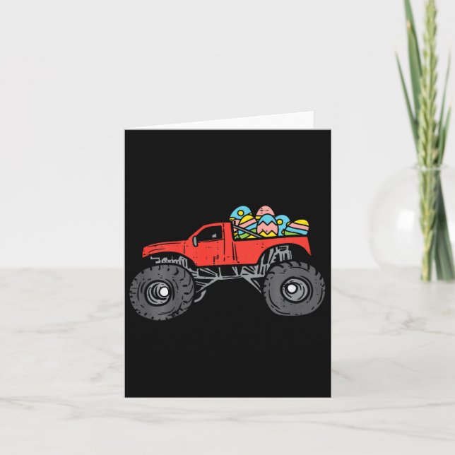 Kinder Red Monster Lkw Eier Ostereier Jäger Karte (Vorderseite)