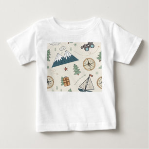 Kinder-Reisekarten-Symbole Muster Baby T-shirt