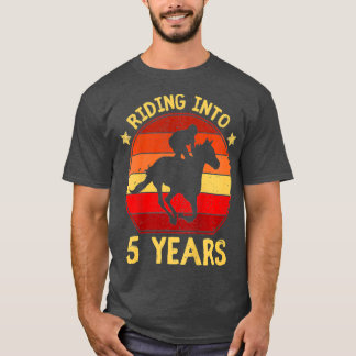 Kinder Reiten in 5 Jahre Pferdegeschenk fünf Jahre T-Shirt