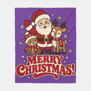 Kinder Retro Weihnachtsmann Frohe Weihnachten Dec Fleecedecke