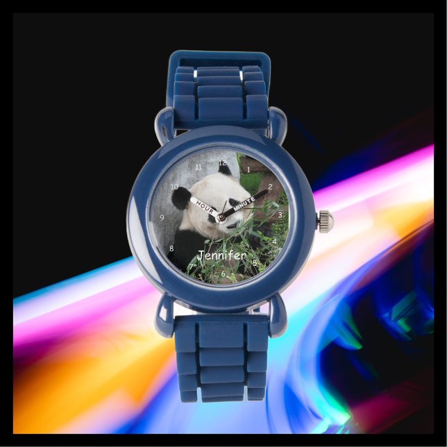 Kinder Riesenpanda, blaues Silikon-Gurtband Armbanduhr (Von Creator hochgeladen)