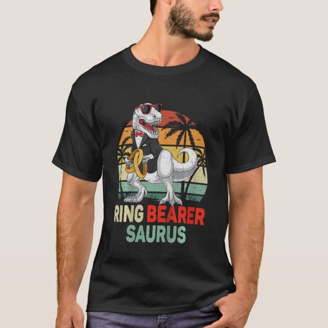 Kinder Ring Bearer Boys Trex Dinosaur Wedding Kids T-Shirt (Vorderseite)