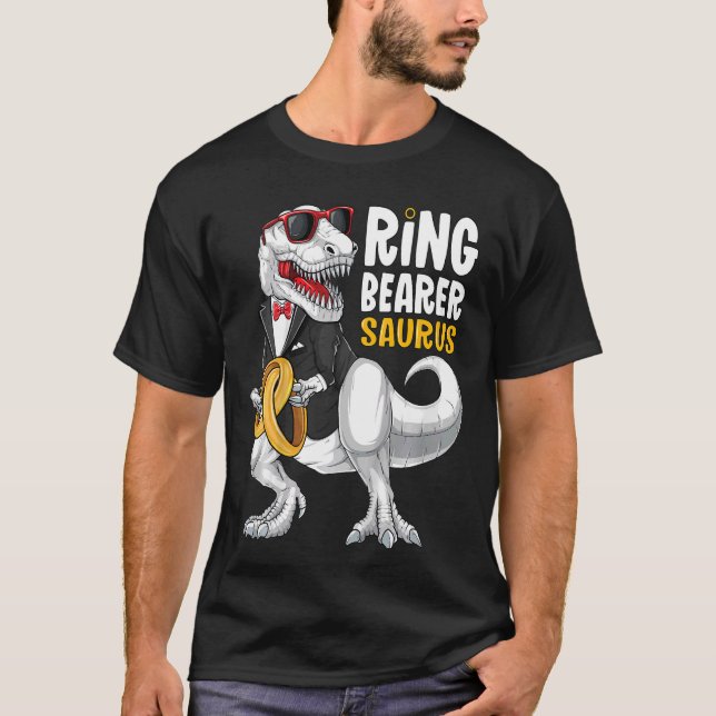Kinder Ring Bearer Saurus Tux T Rex Wedding Boys R T-Shirt (Vorderseite)
