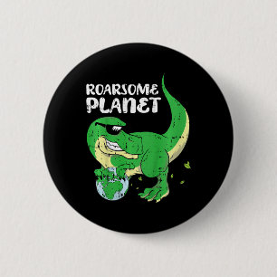 Kinder Roaring Planet Earth Day Environmental Dino Button