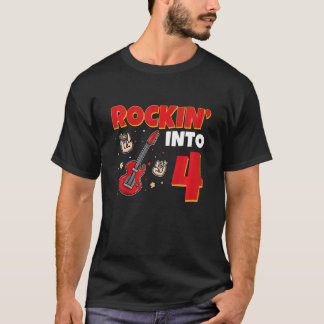 Kinder Rockin 4 Rockstar Gitarre 4 Jahr 4 T-Shirt