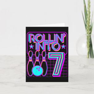 Kinder Rollin in 7 Bowling Bowler 7. Geburtstag Pa Karte