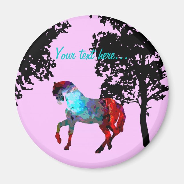 Kinder rosa Pferd Magnet (Vorne)