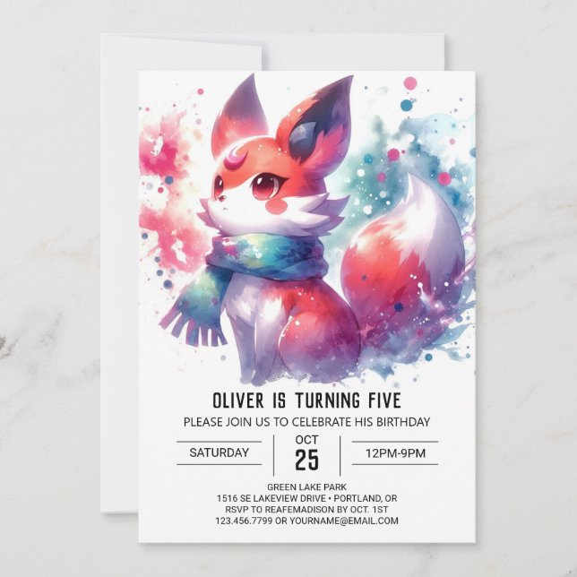 Kinder Rustikaler Fox Geburtstag Einladung (Vorderseite)