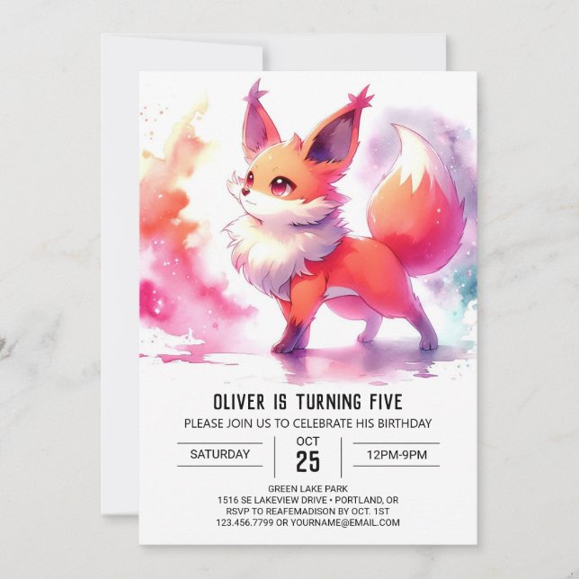 Kinder Rustikaler Fox Geburtstag Einladung (Vorderseite)