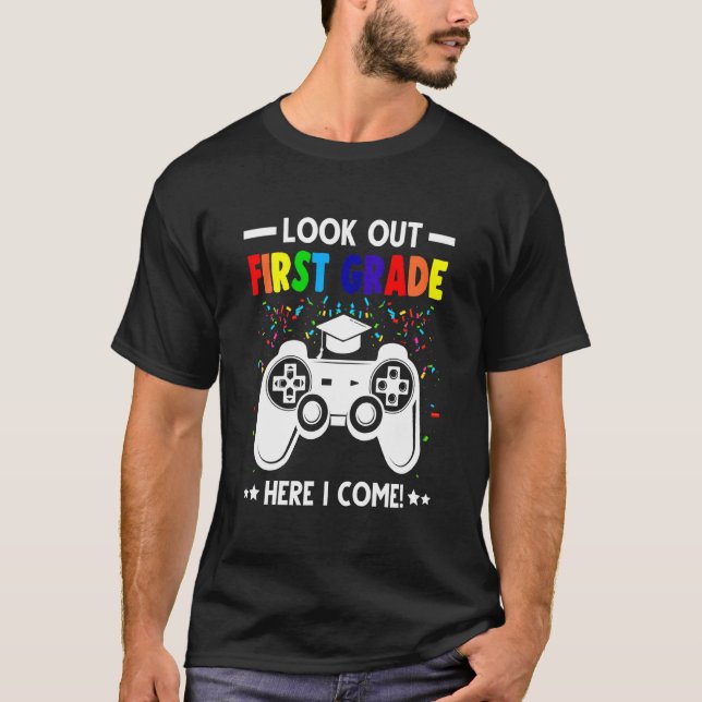 Kinder schauen sich den ersten Grad hier ich komme T-Shirt (Vorderseite)