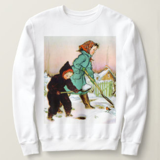 Kinder schaufeln Schnee Feiertag Sweatshirt