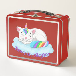 Kinder Schlafen Kitty Unicorn Red Lunchbox
