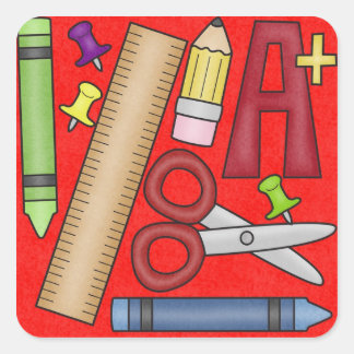 Kinder-Schulaufkleber Quadratischer Aufkleber