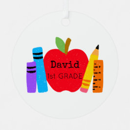 Kinder Schule NAME GRADE Apfelbücher Bleistifte Sp Ornament Aus Metall