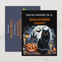 Kinder Schwarzes Halloween-Kostüm Party-Einladung
