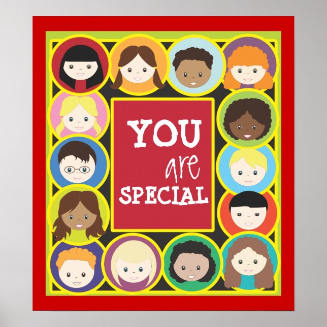 Kinder sehen sich dem Lehrerteam-Poster gegenüber Poster (Vorne)