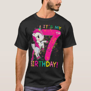 Kinder sein 7. Geburtstag Einhorn 7 Jahre alt Gebu T-Shirt