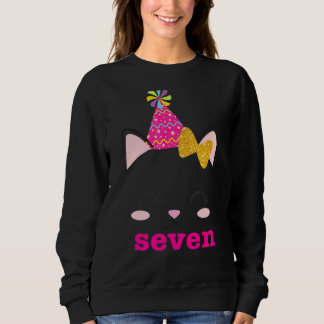 Kinder Seven 7. Geburtstag Girl Kitty Cat Thema Sweatshirt