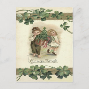 Kinder Shamrock Erin Go Bragh Postkarte