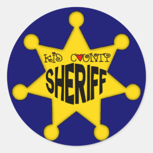 Kinder Sheriff T Shirts und Kinder Geschenke Runder Aufkleber
