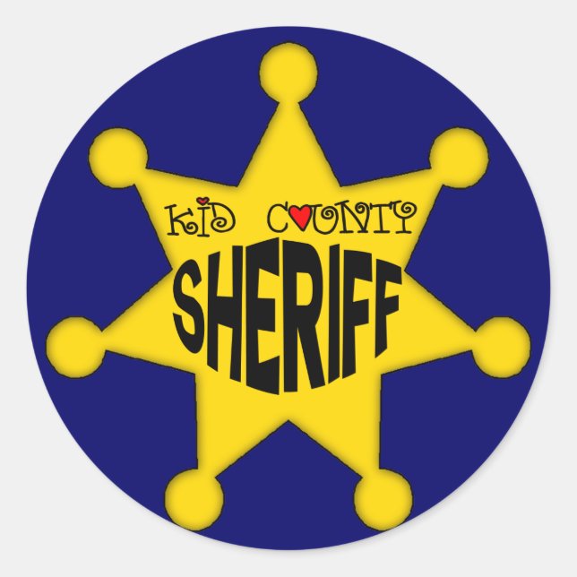 Kinder Sheriff T Shirts und Kinder Geschenke Runder Aufkleber (Vorderseite)