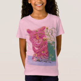 Kinder Shirt mit Katze Pfötchen in Pink. 
