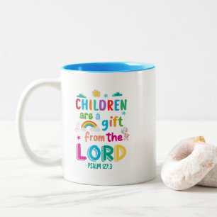 "Kinder sind ein Geschenk" - blau gemacht Zweifarbige Tasse