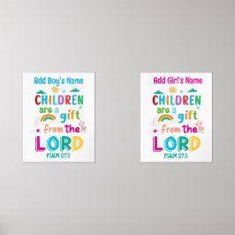 "Kinder sind ein Geschenk des Herrn" (Junge und Mä Bilderwand Sets