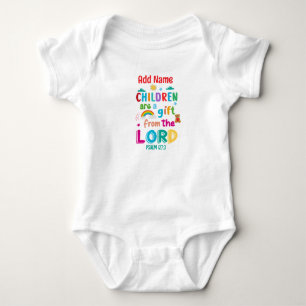 "Kinder sind ein Geschenk des Herrn" (rot) Baby Strampler