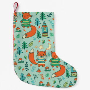Kinder sind nahtlos mit jungen Füchsen. Funny Chil Kleiner Weihnachtsstrumpf