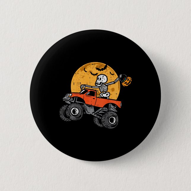 Kinder Skeleton Monster Truck Moon Candy Kleinkind Button (Vorderseite)