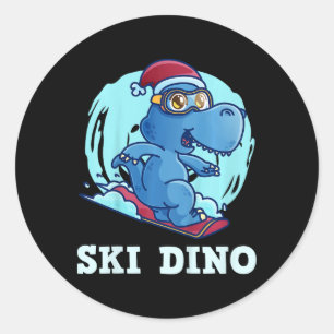 Kinder Skifahren Kinder Ski Dino Funny Skier Klett Runder Aufkleber