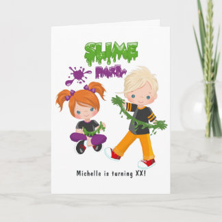 Kinder Slime Party Geburtstag Foto Einladung