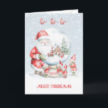 Kinder Snow Globe Santa Elf Weihnachten<br><div class="desc">Farbenfrohe Weihnachtskarte für Ihre Kinder. Santa mit kleinen Helfern lächeln mit Freude an der Schneeszene und wünschen allen Kindern frohe Weihnachten.</div>
