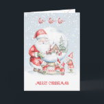 Kinder Snow Globe Santa Elf Weihnachten<br><div class="desc">Farbenfrohe Weihnachtskarte für Ihre Kinder. Santa mit kleinen Helfern lächeln mit Freude an der Schneeszene und wünschen allen Kindern frohe Weihnachten.</div>