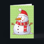 Kinder Snowman Weihnachtsschnee für Großeltern Feiertagskarte<br><div class="desc">Eine niedliche Weihnachtskarte für Kinder, die an Großmutter und Großvater geschickt werden. Ein niedlicher Schneemann mit Knopfaugen, Karottennase, Weihnachtsmannmütze und rot gestreiftem Schal und Armen. Weiße Weihnachtsbaumschneeflocken fallen auf einen grünen Hintergrund. Einfach personalisieren und Ihren Gruß hinzufügen. Ändern Sie bei Bedarf Wörter in Anzug, oder löschen Sie die Auswahl, um...</div>