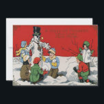 Kinder Snowman Winterschnee<br><div class="desc">Vintager Neujahrsdruck</div>
