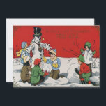 Kinder Snowman Winterschnee<br><div class="desc">Vintager Neujahrsdruck</div>