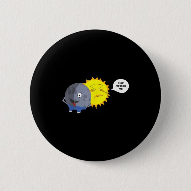 Kinder-Sonnenfinsternis-Cartoon Button (Vorderseite)